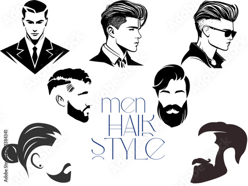 men hairstyles on white board