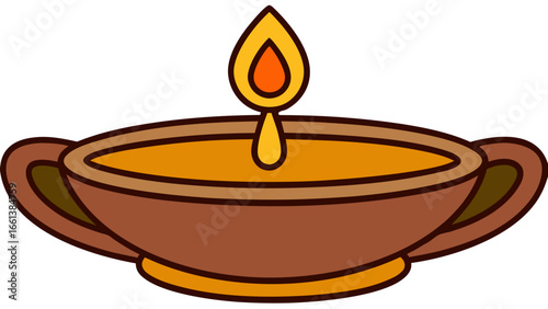 Illustration of a traditional diya lamp with a bright flame for diwali celebration symbolising light created with generated ai
