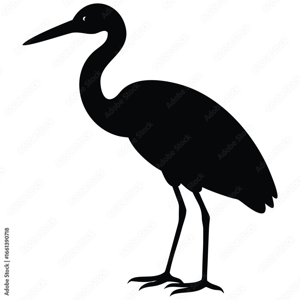 Obraz premium Crane bird silhouette vector illustration.