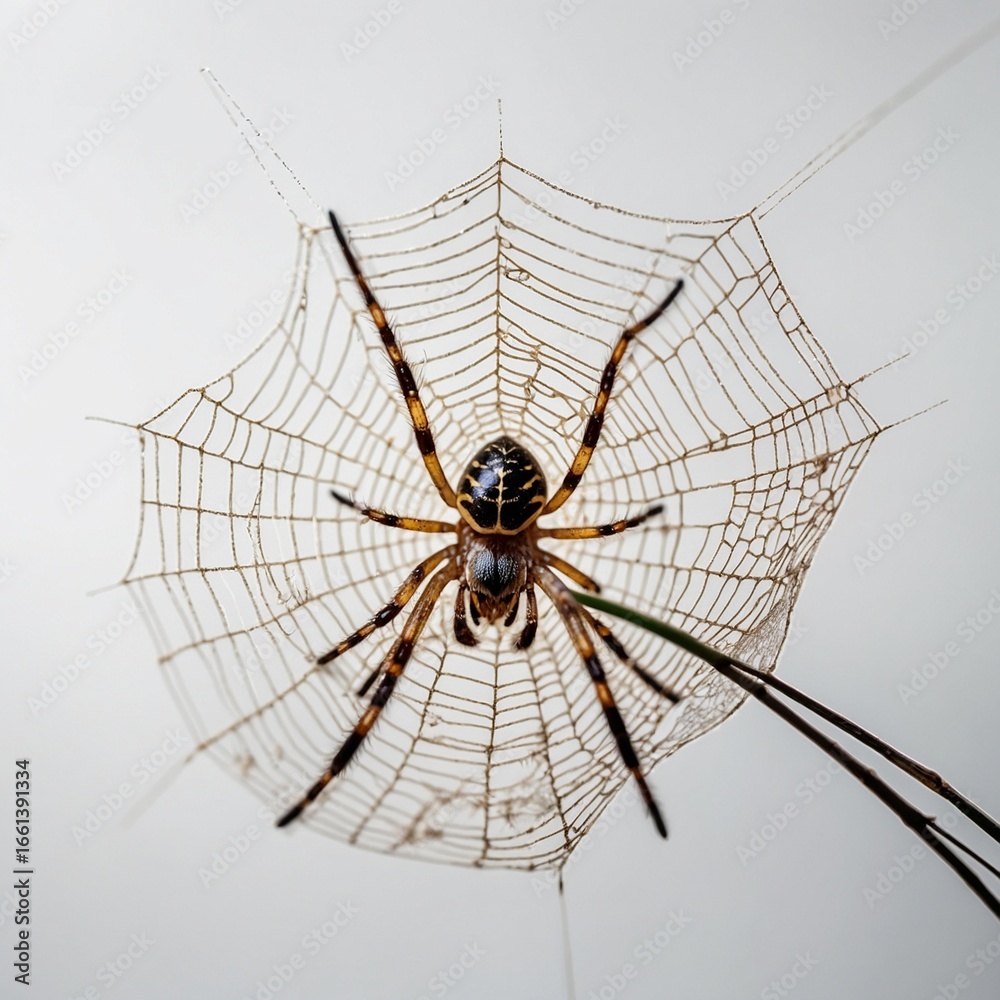 Fototapeta premium Realistic spider web on a pure white background
