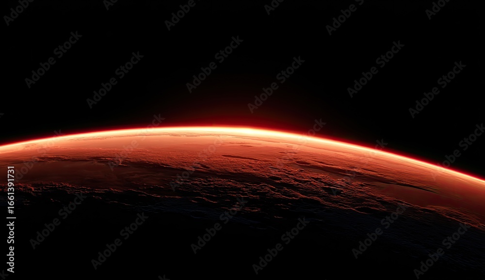 Obraz premium Red planet sunrise, space view
