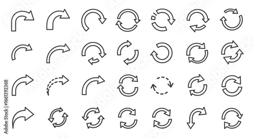 Dynamic arrow icons set showcasing direction, process, and concepts for modern design projects