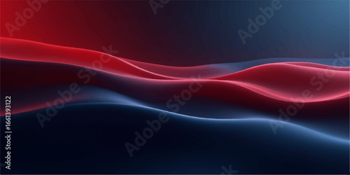 Smooth red and white flowing lines with a satin texture create a vibrant, curved pattern for a dynamic fabric backdrop