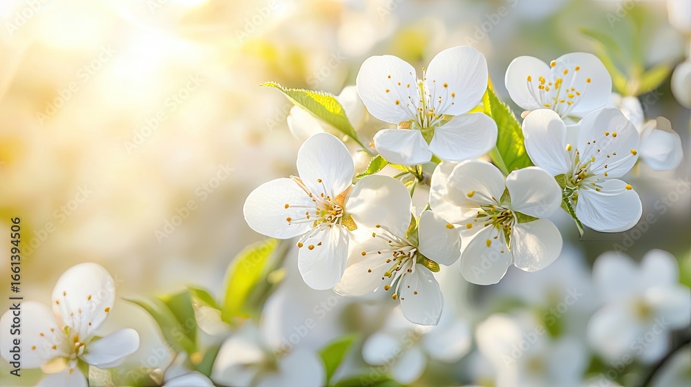 Obraz premium A close-up of delicate white flowers blooming in a sunlit meadow.