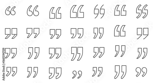 Versatile quotation marks punctuation set, perfect for text design and creative typography projects