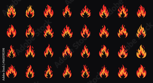Ignite your designs with these vibrant fire icons for a bold and eye-catching effect on any project