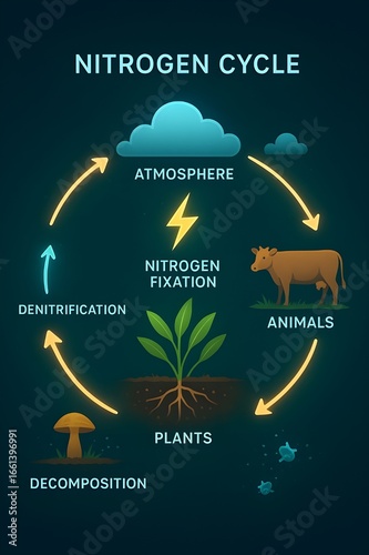 Nitrogen cycle illustration science concept 