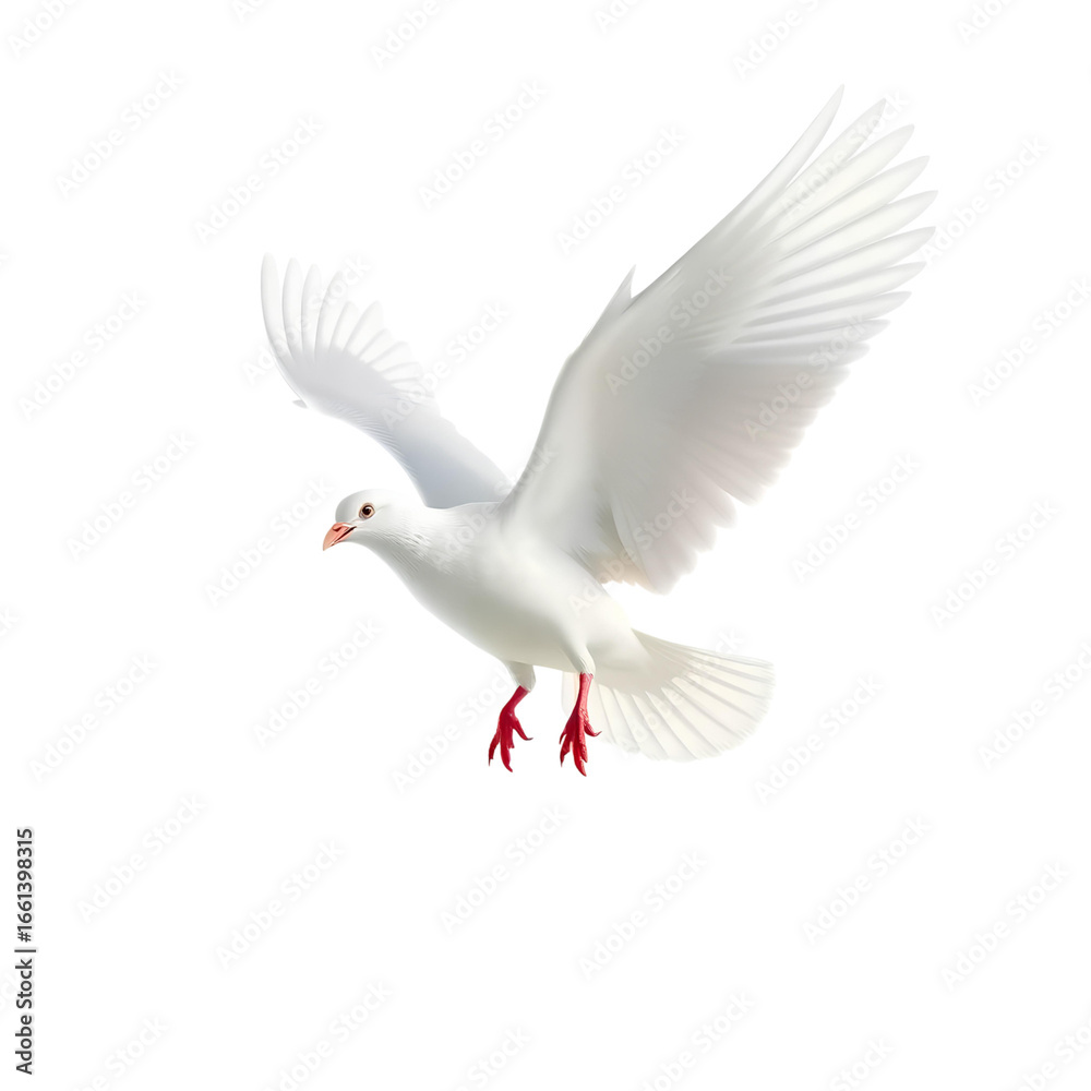 Fototapeta premium Photo of white pigeon flying isolated on transparent background