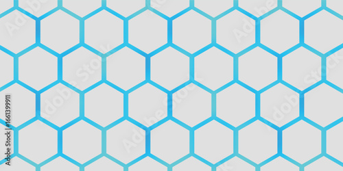 White 3d hexagonal technology vector abstract background. Blue bright energy flashes under hexagon in modern technology futuristic background vector illustration. White honeycomb texture grid.
