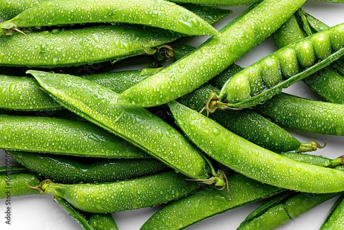 Top view of green peas isolated on white background