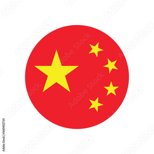 Free Download China flag in a circle emblem template, round red icon with yellow stars vector illustration - GFXLoad