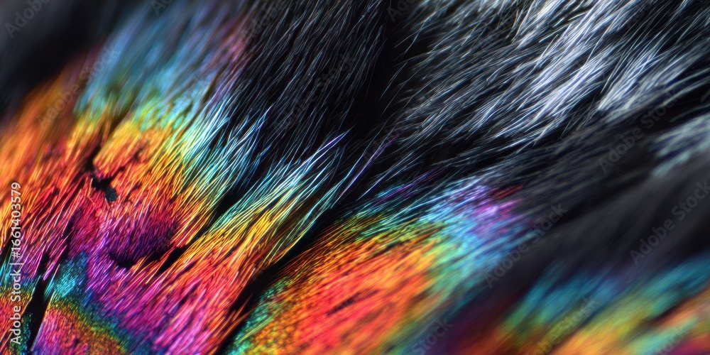Obraz premium Vibrant hues of iridescent feathers create a stunning natural artwork showcasing colors and patterns