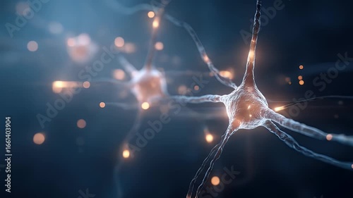 Neuron structure with glowing details