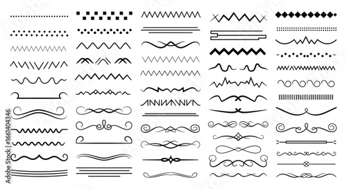 Collection of various decorative line dividers and borders in different styles.