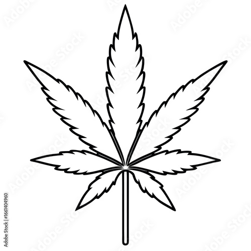 Cannabis Plant Line Art Colouring Page
