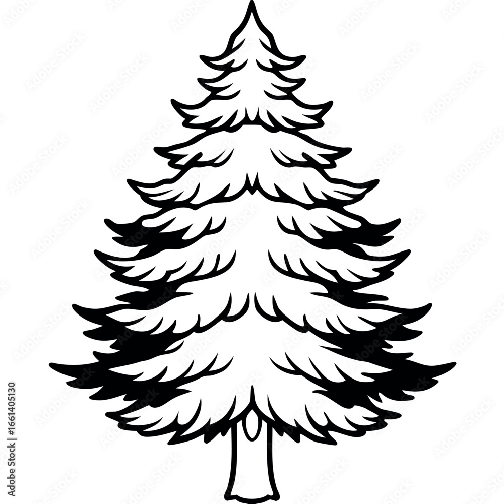 Obraz premium Cedar Tree Line Drawing Coloring Page