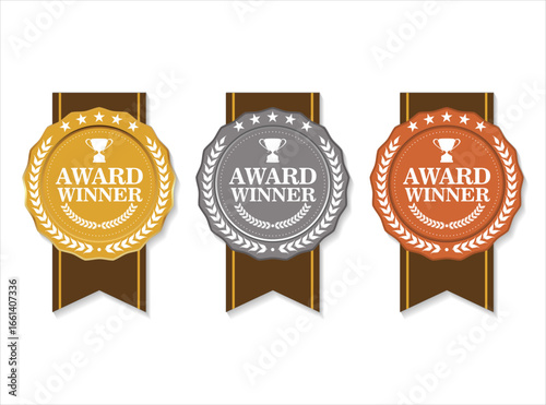 Gold silver and bronze winner award medals stock illustration flat design