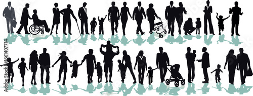 Silhouetten von Menschen, Kinder und Familien,Illustration