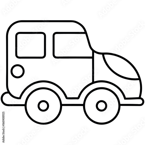 Easy Shapes Transportation Vehicles Line Art Colouring Page