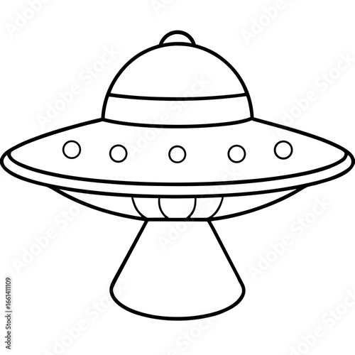 Flying Saucer Line Art Colouring Page