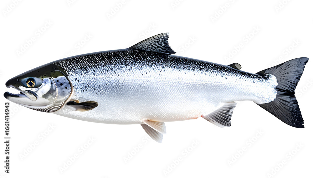 Naklejka premium Sharp Detailed Image of a Salmon Fish Isolated on White