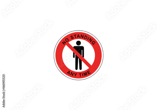 Free Download No Standing Any Time Sign Red PNG on Transparent Background - GFXLoad