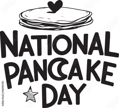 Festive Pancake Day Vector Graphic Featuring Pancakes and a Heart Topping