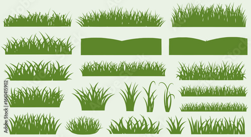 Collection of various grass silhouettes, showing different grass textures and arrangements.