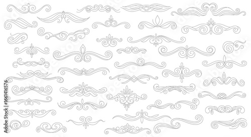 Collection of decorative swirls and flourishes in a variety of intricate designs.