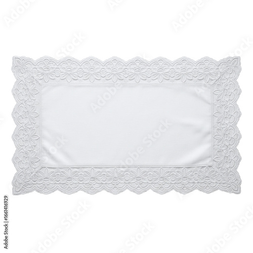 Bild auf Leinwand White placemat with ornate lace border