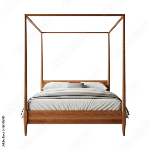 Modern wooden four poster canopy bed