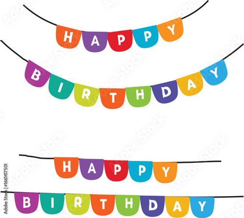 colorful happy birthday hanging flag banners free download