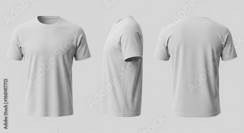 White T-Shirt Mockup Front, Side, and Back Views