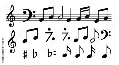 Musical notes and symbols create a vibrant score ready for your creative song writing or educational project