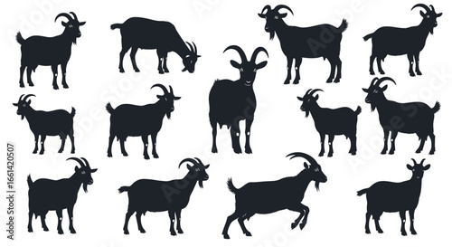 Goat silhouette seamless pattern for rustic designs and farm branding projects, creative animal illustration