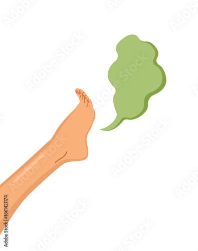 Close-up of feet emitting an unpleasant odor, perfect for hygiene campaigns, medical content and personal care vector illustration