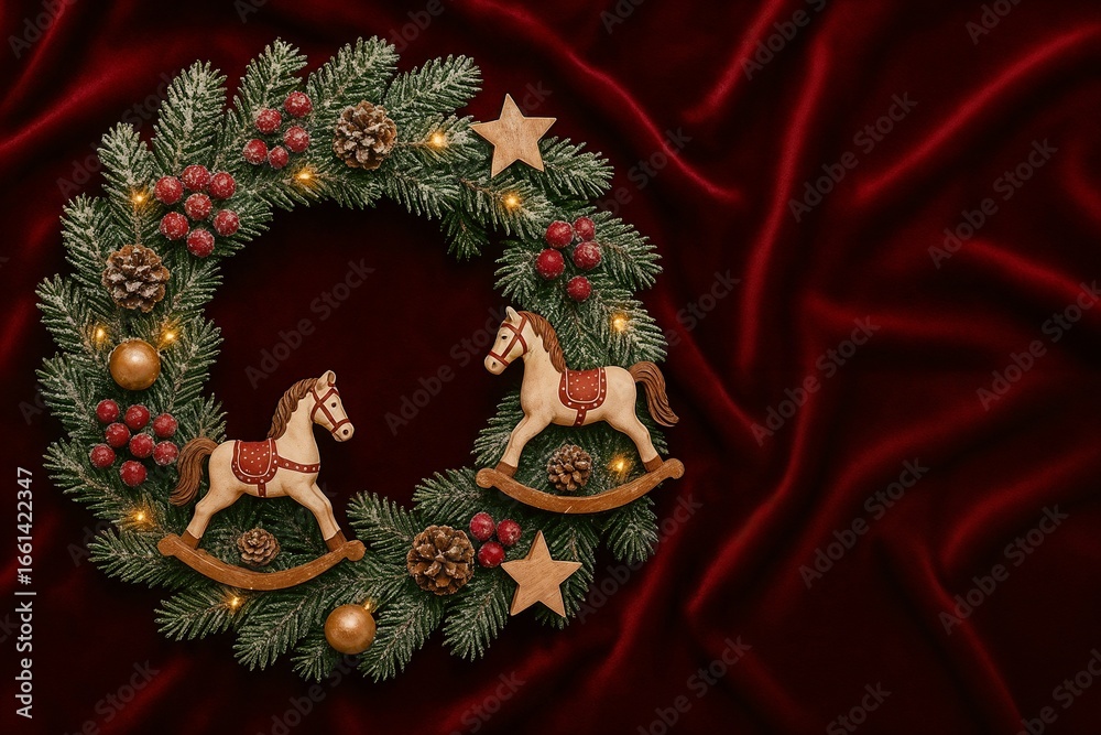 Fototapeta premium christmas decoration on red background