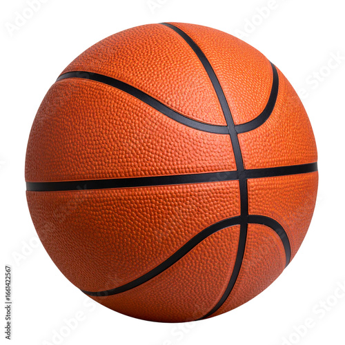 Orange textured basketball on a transparent field on transparent background