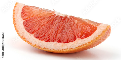 Grapefruit slice isolated on white with macro detail and photorealistic realistic soft shadows