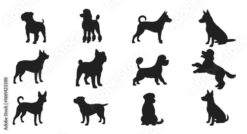 Stylish dog silhouette collection, perfect for pet businesses seeking a modern brand image and creative marketing materials