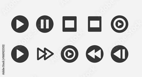 Sleek multimedia control button set for professional app and website design projects needing a modern touch