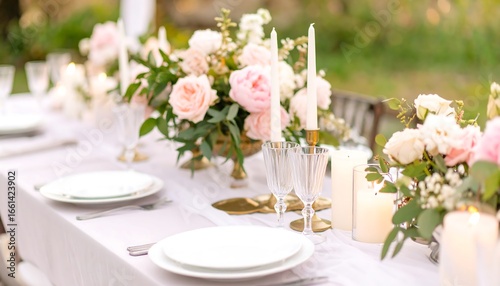 Elegant outdoor wedding table setting