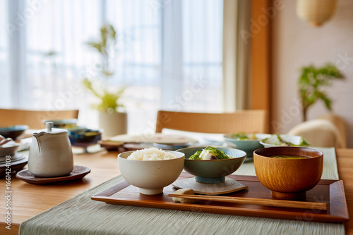 Wallpaper Mural 和風の朝食セットと明るいダイニングテーブルの風景 Torontodigital.ca