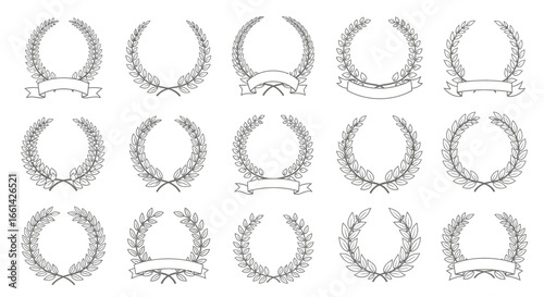 Elegant laurel wreath designs symbolizing achievement, victory, and honor for awards and recognition
