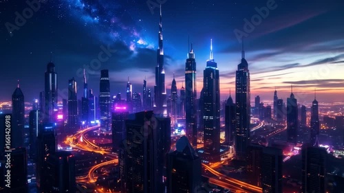 Wallpaper Mural Night cityscape with vibrant lights Torontodigital.ca