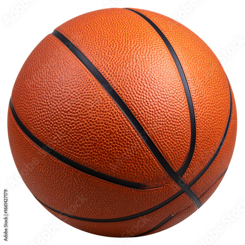 Orange textured basketball, sporting equipment on transparent background