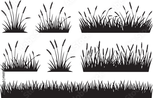Grass SVG and vector silhouette design perfect for Cricut, Silhouette Cameo, and other cutting machines. Includes PNG, DXF, and EPS formats for versatile use.