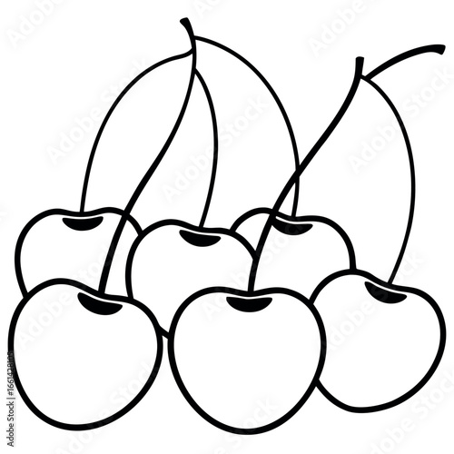 Various Cherries Line Art Colouring Page