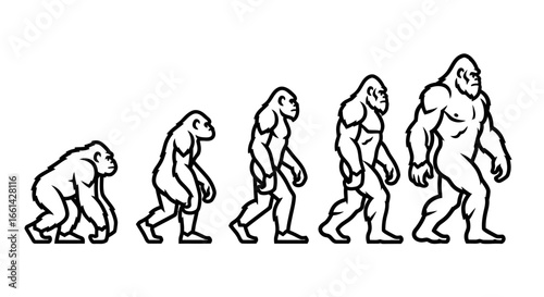 Witness the incredible journey of human evolution, from ape to Bigfoot, a powerful visual story of progress