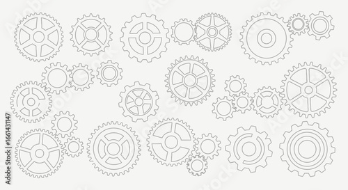 Dynamic gear arrangement symbolizing innovation, connection, and mechanical progress
